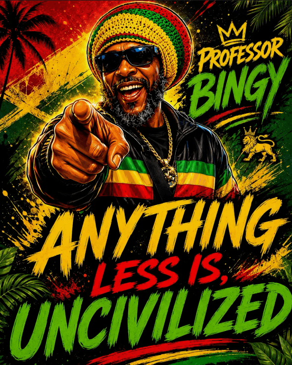 Professor Bingy pointing at the viewer — Anything less is, uncivilized